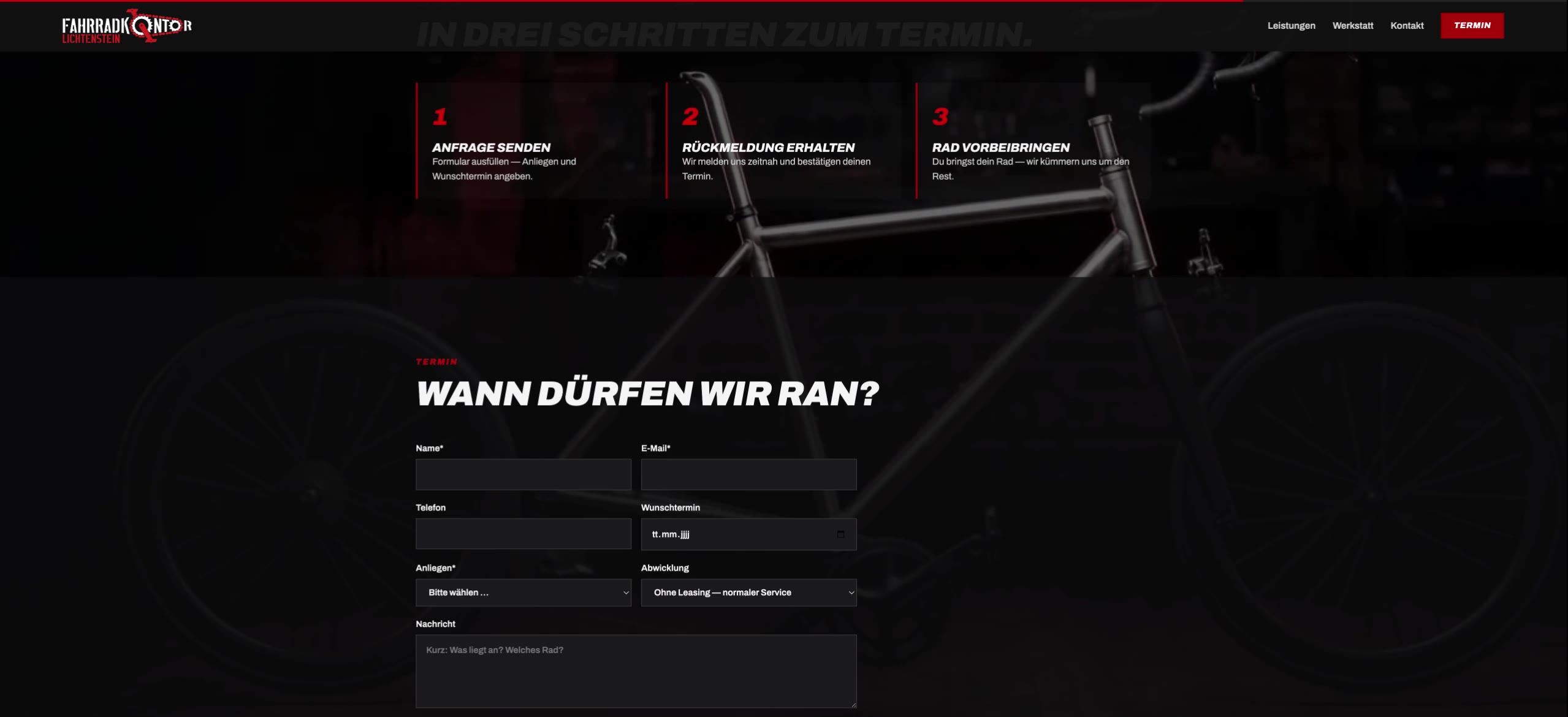 Fahrradkontor – Termin-Sektion