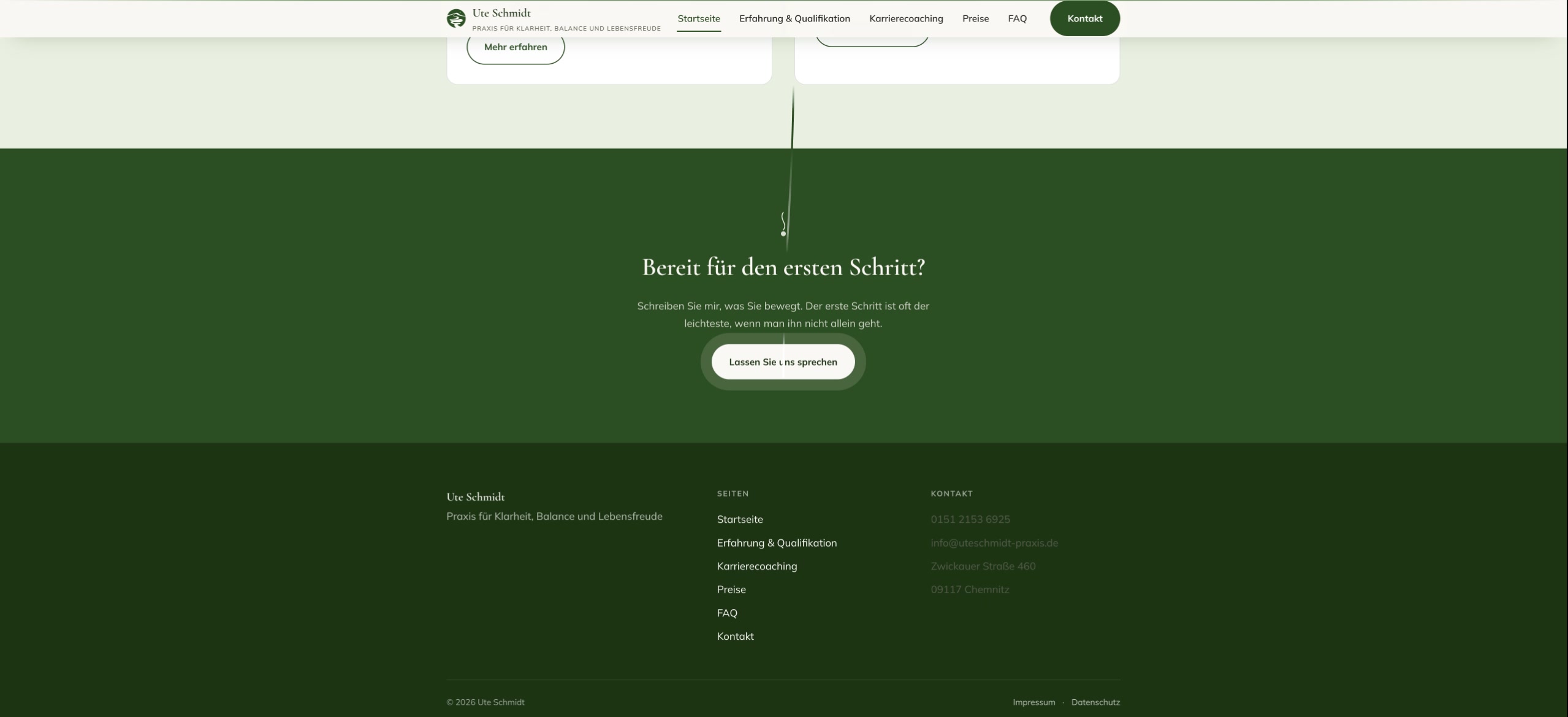 Ute Schmidt Praxis — Editorial Coaching-Website