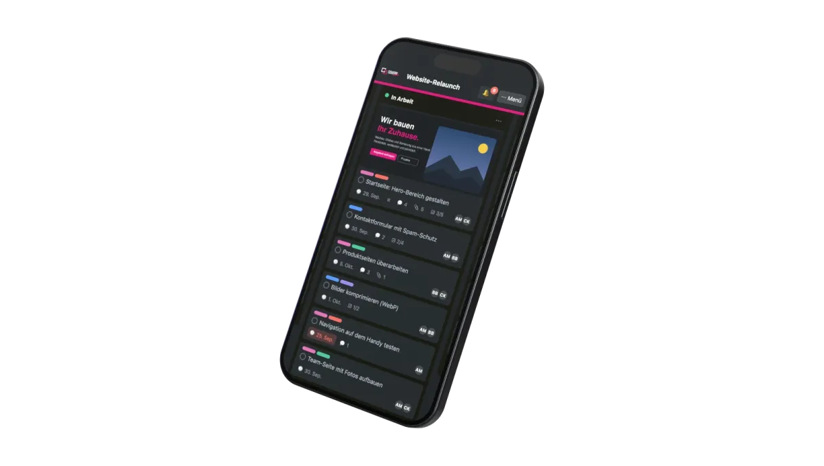 CoWorkboard auf dem Smartphone