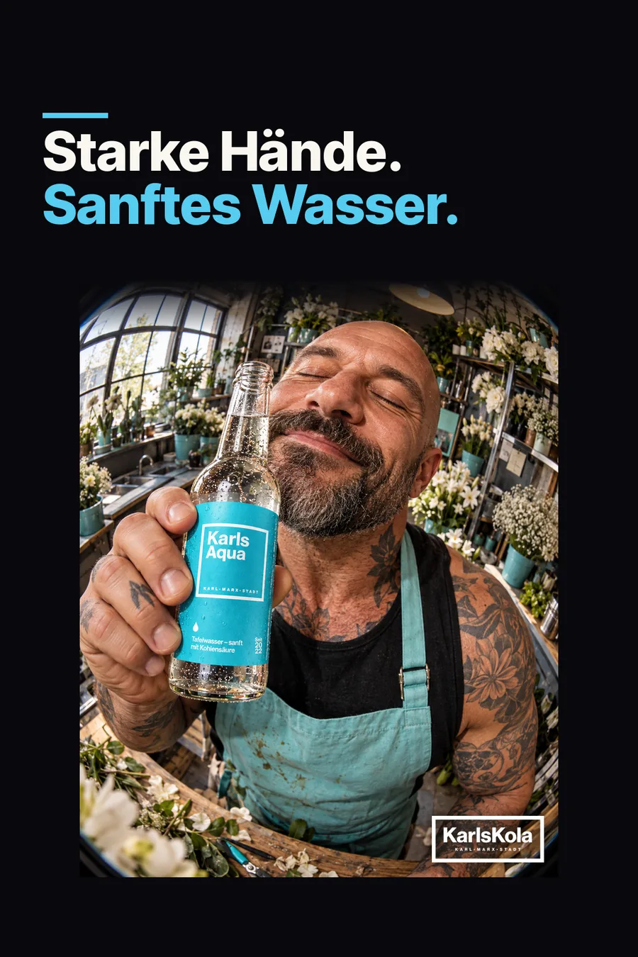 Anzeigenmotiv: Starke Hände. Sanftes Wasser.