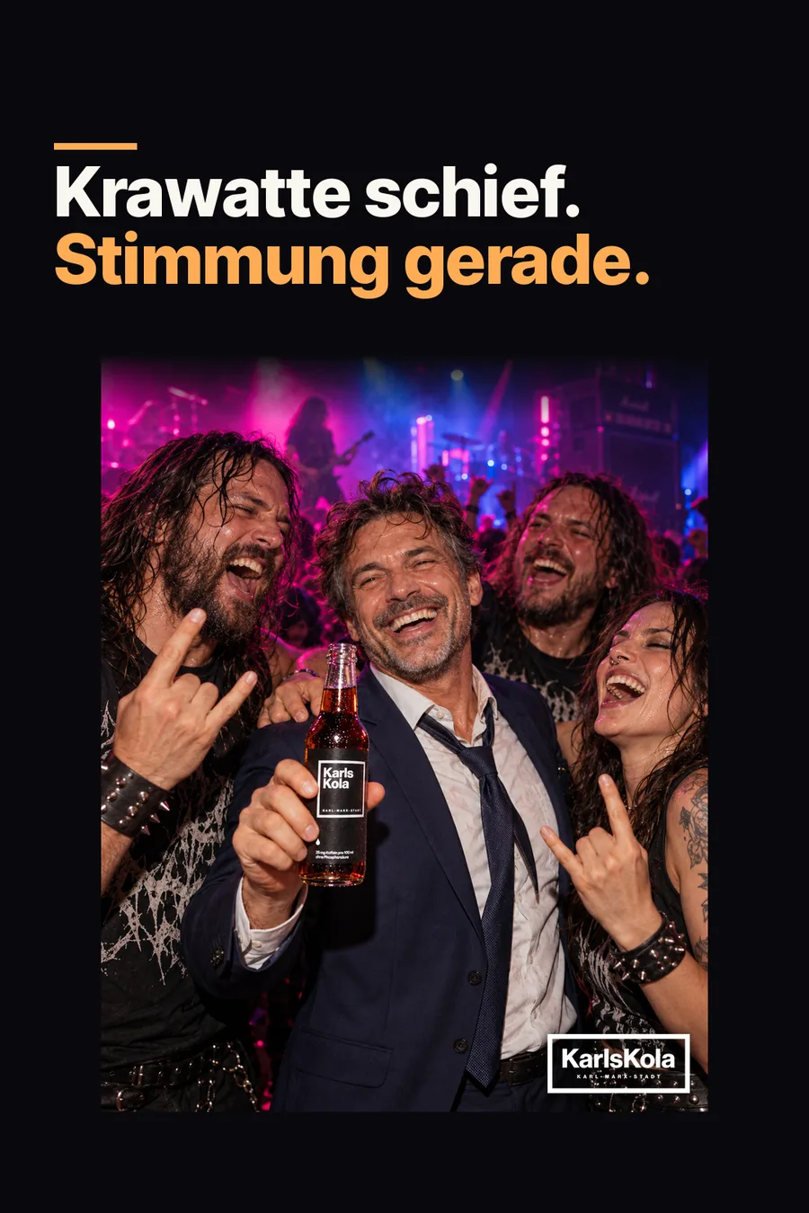 Anzeigenmotiv: Krawatte schief. Stimmung gerade.