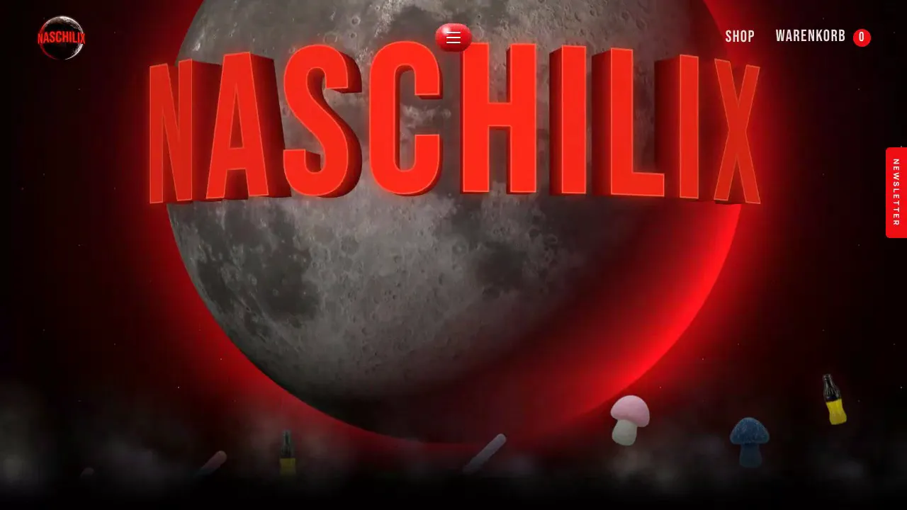 Das 3D-Schriftband NASCHILIX legt sich beim Scrollen um den Mond